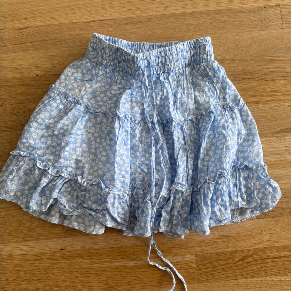 Princess Polly Light Blue Floral Skater Skirt